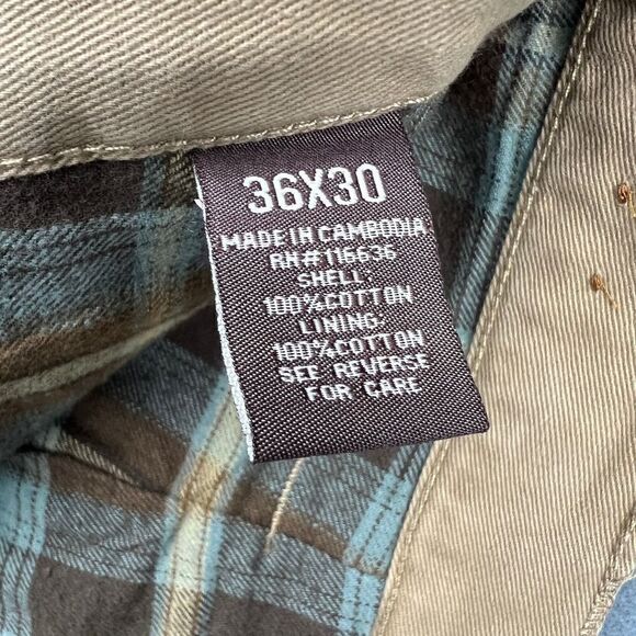 Moose Creek Pants Mens 36x30 Beige Flannel Lined Cargo Khaki Loose Straight Leg - Picture 5 of 11